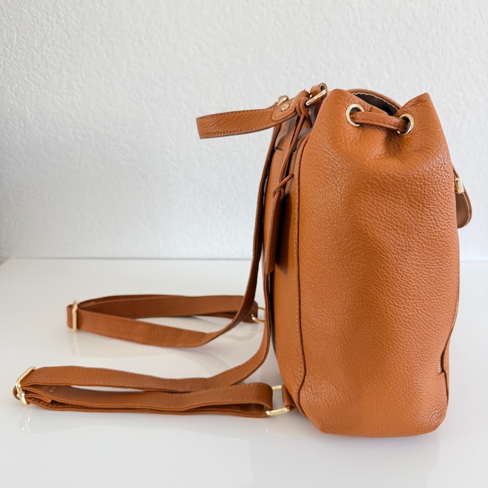 Levenger Brown Drawstring Leather Backpack - image 5